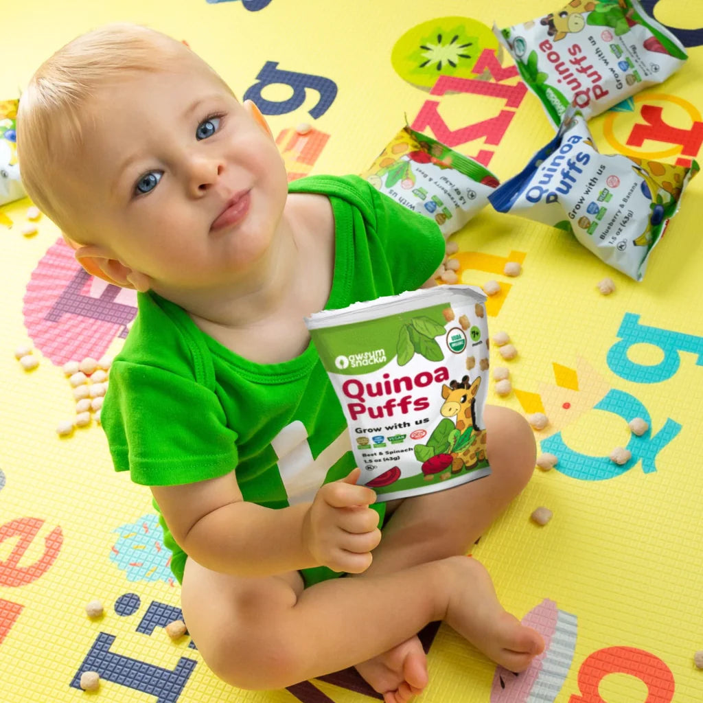 Baby puffs without heavy metals. Safe baby snacks Awsum Organics